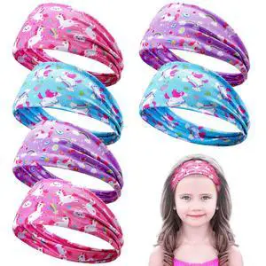 6 Pcs Wide Headbands Unicorn Elastic Non Slip for Girls,Classic 6 Pcs Wide Headbands Unicorn Elastic Non Slip for Girls,Classic