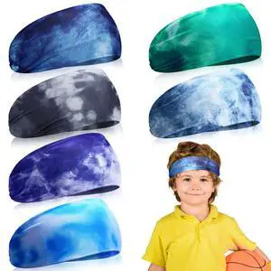 6 Pcs Athletic Headbands for Kids - Boys Football Headbands, Tie Dye Youth Sweat Absorbing Elastic Hairbands 6 Pcs Athletic Headbands for Kids - Boys Football Headbands, Tie Dye Youth Sweat Absorbing Elastic Hairbands