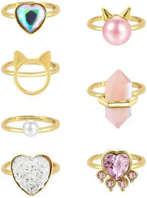 7 Pieces Cute Rings for Girls Crystal Ring Girl Pretend Play and Dress up Rings Adjustable Ring Kids Jewelry Little Girl Gift for Girls Kids 7 Pieces Cute Rings for Girls Crystal Ring Girl Pretend Play and Dress up Rings Adjustable Ring Kids Jewelry Little Girl Gift for Girls Kids