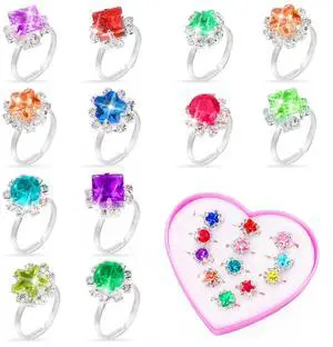12pcs Adjustable rings for girlslittle girls jewelry for Gift Dress up Rings Festive Gift for play jewelry 12pcs Adjustable rings for girlslittle girls jewelry for Gift Dress up Rings Festive Gift for play jewelry