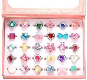 Little Girl Jewel Rings,Adjustable Toddler Rings for Kids Age 3-8 Little Girl Jewel Rings,Adjustable Toddler Rings for Kids Age 3-8
