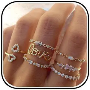 Gold Stackable Rings for Women Teen Girls Gifts Cute Knuckle Midi Ring Set Gold Stackable Rings for Women Teen Girls Gifts Cute Knuckle Midi Ring Set