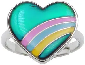 Rainbow Heart Color Change Mood Ring For Girls Size Adjustable Rainbow Heart Color Change Mood Ring For Girls Size Adjustable