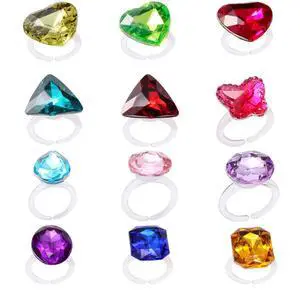 Little Girl Jewel Rings Kids Gift Play Rings in Multiple Shapes and Colors Princess Pretend Play Jewels Box Packed 12pcs Little Girl Jewel Rings Kids Gift Play Rings in Multiple Shapes and Colors Princess Pretend Play Jewels Box Packed 12pcs