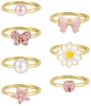 7 Pieces Cute Rings for Women Crystal Ring Pretend Play and Dress up Rings Adjustable Ring Womens Jewelry Gift for Women 7 Pieces Cute Rings for Women Crystal Ring Pretend Play and Dress up Rings Adjustable Ring Womens Jewelry Gift for Women