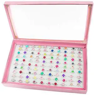 ONEST 100 Pieces Cute Rings Jewelry Rings Pretend Play Ring and Dress up Ring Gift ONEST 100 Pieces Cute Rings Jewelry Rings Pretend Play Ring and Dress up Ring Gift