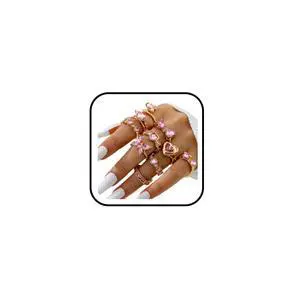 Gold Rings Sets for Women Pink Rhinestone Crystal Ring Heart Butterfly Bowknot Knuckle Joint Rings Set Vintage Boho Y2k Gothic Waterproof Jewelry Crystal Trendy Gold Rings Sets for Women Pink Rhinestone Crystal Ring Heart Butterfly Bowknot Knuckle Joint Rings Set Vintage Boho Y2k Gothic Waterproof Jewelry Crystal Trendy