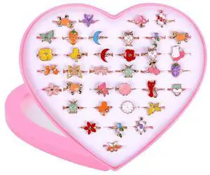 36PCS Little Girls Jewel Rings, Birthday Children Day New Year Gift 36PCS Little Girls Jewel Rings, Birthday Children Day New Year Gift
