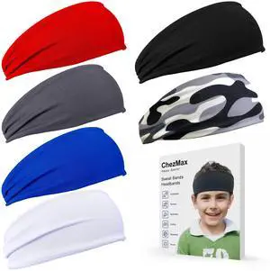 Kids Breathable Sweat-Wicking Sports Headbands, 6-Pack for Boys' Soccer, Baseball, and Athletic Activities Kids Breathable Sweat-Wicking Sports Headbands, 6-Pack for Boys' Soccer, Baseball, and Athletic Activities