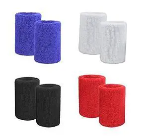 4 Pairs of Cotton Terry Cloth Wrist Sweatbands for Athletic Men & Women 4 Pairs of Cotton Terry Cloth Wrist Sweatbands for Athletic Men & Women
