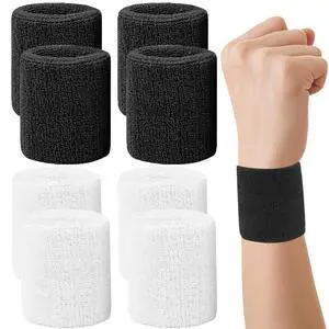 8 Pcs Sports Wrist Sweatbands for Men & Women, Absorbent Wrist Sweat Bands Tennis Wristbands Moisture Wicking Athletic Cotton Terry Cloth Sweatband for Basketball,Running,Gym,Working Out -Black+White 8 Pcs Sports Wrist Sweatbands for Men & Women, Absorbent Wrist Sweat Bands Tennis Wristbands Moisture Wicking Athletic Cotton Terry Cloth Sweatband for Basketball,Running,Gym,Working Out -Black+White