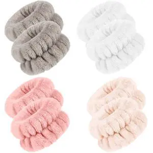 4 Pairs Wrist Bands for Washing Face Microfiber,Stylish Colors 4 Pairs Wrist Bands for Washing Face Microfiber,Stylish Colors