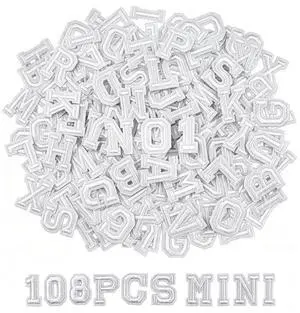 108PCS Iron on Letters and Numbers 0.75 inch Small Embroidered Letter Patches, A-Z & 0-9 Alphabet Applique for Clothing, Hats, Shirts, Bags, DIY Craft Decor, White 108PCS Iron on Letters and Numbers 0.75 inch Small Embroidered Letter Patches, A-Z & 0-9 Alphabet Applique for Clothing, Hats, Shirts, Bags, DIY Craft Decor, White