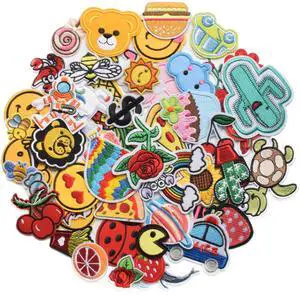 60pcs Random Embroidered Iron on Patches for Clothing Hat Tote Bag 60pcs Random Embroidered Iron on Patches for Clothing Hat Tote Bag