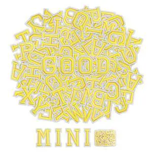 104Pcs Mini Iron on Letter Patches 0.75 Inch Yellow 104Pcs Mini Iron on Letter Patches 0.75 Inch Yellow