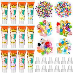12 Pcs Whipped Cream Glue Kit with Piping Tip Decoden Charm,Candy 12 Pcs Whipped Cream Glue Kit with Piping Tip Decoden Charm,Candy