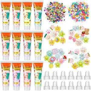 12 Pcs Whipped Cream Glue Kit with Piping Tip Decoden Charm,Lovely 12 Pcs Whipped Cream Glue Kit with Piping Tip Decoden Charm,Lovely