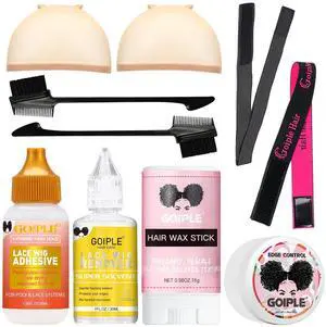 Lace Front Wig Glue Set - Waterproof With Tools, Hair Wax Stick, Remover, Edge Control Wax, Wig Band, and Dual Brush Lace Front Wig Glue Set - Waterproof With Tools, Hair Wax Stick, Remover, Edge Control Wax, Wig Band, and Dual Brush