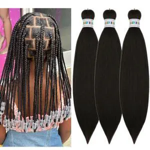 Kids Braiding Hair Pre stretched 16 inches Black for Kids Knotless Braids Kids Braiding Hair Pre stretched 16 inches Black for Kids Knotless Braids