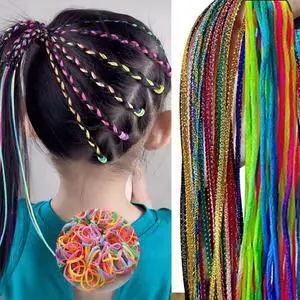 Colorful Hair String For Braids Rainbow Hair Wrap String Gradient Color Hair Ties for Women Girls DIY Ponytail Braids Styling Accessories Colorful Hair String For Braids Rainbow Hair Wrap String Gradient Color Hair Ties for Women Girls DIY Ponytail Braids Styling Accessories