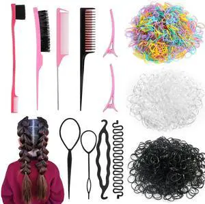 Hair Braiding Kit, 1512Pcs Small Hair Rubber Bands with Hair Loop Tool Hair Braiding Kit, 1512Pcs Small Hair Rubber Bands with Hair Loop Tool