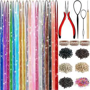 Hair Tinsel Kit for Girls 18 Colors Fairy Glitter Tinsel Hair Extensions Hair Tinsel Kit for Girls 18 Colors Fairy Glitter Tinsel Hair Extensions