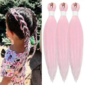 Light Pink Tinsel Kids Braiding Hair Pre stretched for Glitter Braids Soft Light Pink Tinsel Kids Braiding Hair Pre stretched for Glitter Braids Soft