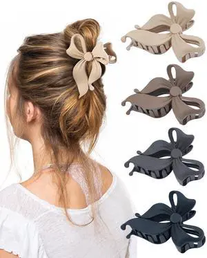 4 PCS Bow Hair Clips Bow Claw Clip for Women, Large Hair Claw Clips 4 PCS Bow Hair Clips Bow Claw Clip for Women, Large Hair Claw Clips