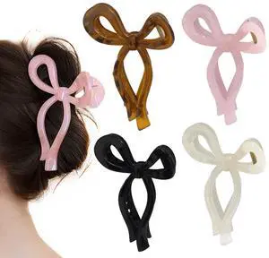 4 Pack Jelly Bow Hair Clips 4.3" Large 4 Pack Jelly Bow Hair Clips 4.3" Large