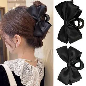 Premium Hair Clips for Women: Bow-knot Claw Clips for Thick and Thin Hair, Big Non-slip Bow Clips in Black Premium Hair Clips for Women: Bow-knot Claw Clips for Thick and Thin Hair, Big Non-slip Bow Clips in Black