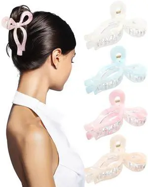 4Pcs Large Acrylic Bow Claw Clips for Thick Hair, Hair Clips 4Pcs Large Acrylic Bow Claw Clips for Thick Hair, Hair Clips