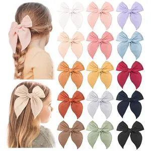 Big Hair Bows for Girls, Cotton Linen Alligator Clips, 5.5" Bows Big Hair Bows for Girls, Cotton Linen Alligator Clips, 5.5" Bows