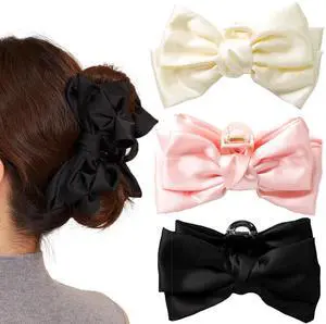3 PCS Large Bow Hair Claw Clips Satin Bow Claw Clip for Women Girl with Long Thick Hair 5.9 inch Elegant Hair Ribbon Design for all types Big (Black+White+Pink) 3 PCS Large Bow Hair Claw Clips Satin Bow Claw Clip for Women Girl with Long Thick Hair 5.9 inch Elegant Hair Ribbon Design for all types Big (Black+White+Pink)