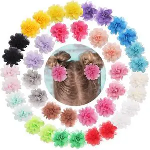 40PCS 2" Chiffon Flower Hair Bows Clips for Girls Infants Toddlers 40PCS 2" Chiffon Flower Hair Bows Clips for Girls Infants Toddlers