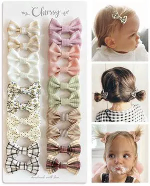 Baby Girls Hair Bow Clips, 20Pcs Toddler Fully Lined Hair Pins Baby Girls Hair Bow Clips, 20Pcs Toddler Fully Lined Hair Pins