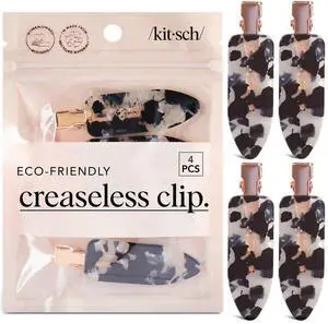 Creaseless Hair Clips for Women - Black Terrazzo, 4pcs Creaseless Hair Clips for Women - Black Terrazzo, 4pcs