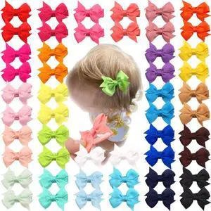 Baby Hair Clips 50Pcs 2" Baby Hair Bows Fully Covered Barrette Clips Baby Hair Clips 50Pcs 2" Baby Hair Bows Fully Covered Barrette Clips