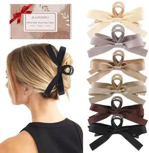 6 PCS Silky Satin Bow Hair Clips, Non-Slip Clips for Thin and Thick Hair, Bows for Women, Girls, Weddings, and Bridesmaids 6 PCS Silky Satin Bow Hair Clips, Non-Slip Clips for Thin and Thick Hair, Bows for Women, Girls, Weddings, and Bridesmaids