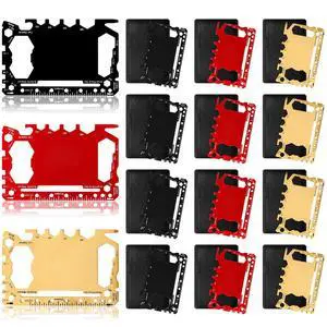 12 Pcs Credit Card Wallet Multitool,Black, Red, Gold,Classic Style 12 Pcs Credit Card Wallet Multitool,Black, Red, Gold,Classic Style
