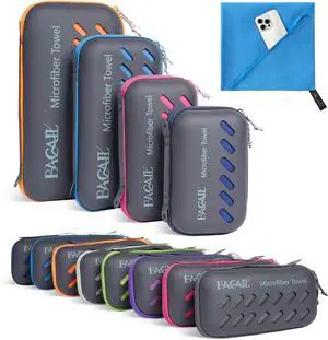 Camping Towel with EVA Case, Compact & Ultra Soft Microfiber Travel Towel - Super Absorbent & Lightweight Quick Dry Towels for Sports, Beach, Gym, Backpacking, Hiking and Yoga - Blue, L Camping Towel with EVA Case, Compact & Ultra Soft Microfiber Travel Towel - Super Absorbent & Lightweight Quick Dry Towels for Sports, Beach, Gym, Backpacking, Hiking and Yoga - Blue, L