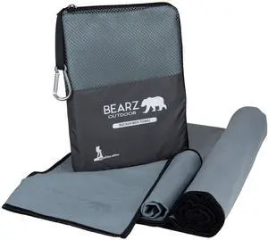 Quick Dry Travel Towel - Microfiber Backpacking Towel, Ideal for Hiking, Gym, Camp (Includes Bonus Face Cloth) Space Gray Quick Dry Travel Towel - Microfiber Backpacking Towel, Ideal for Hiking, Gym, Camp (Includes Bonus Face Cloth) Space Gray