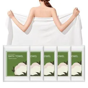 Disposable Bath Towels, 5 Pack 55" x 27.5" Ultra Soft, Quick Dry Disposable Body Towels, Portable Travel Towel for Hotel Camping Beach Swimming Gym Sauna Spa, Personal Care Pet Towels Disposable Bath Towels, 5 Pack 55" x 27.5" Ultra Soft, Quick Dry Disposable Body Towels, Portable Travel Towel for Hotel Camping Beach Swimming Gym Sauna Spa, Personal Care Pet Towels