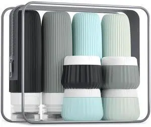 Travel Bottles - 8 Pack, TSA Approved Travel Size Toiletries, Leak Proof Silicone Squeezable Containers in Clear Bag Travel Bottles - 8 Pack, TSA Approved Travel Size Toiletries, Leak Proof Silicone Squeezable Containers in Clear Bag