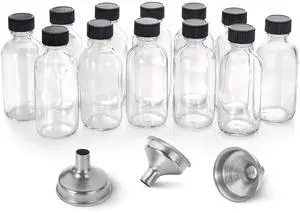12 Pack, 2 oz Small Clear Glass Bottles w/Lid & 3 Funnels - 60ml Boston Shot Bottles for Health, Immunity, Potion, Wellness, Sample, Ginger, Juice - Mini Personal Care & Beauty Travel Bottle 12 Pack, 2 oz Small Clear Glass Bottles w/Lid & 3 Funnels - 60ml Boston Shot Bottles for Health, Immunity, Potion, Wellness, Sample, Ginger, Juice - Mini Personal Care & Beauty Travel Bottle