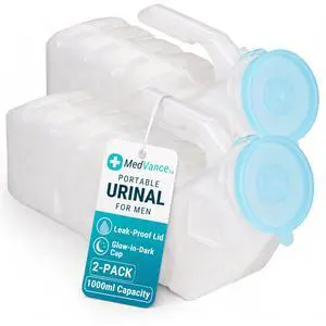 Urinals for Men 1000ml, Spill Proof Glow in the Dark Lid, 2 Pack Urinals for Men 1000ml, Spill Proof Glow in the Dark Lid, 2 Pack