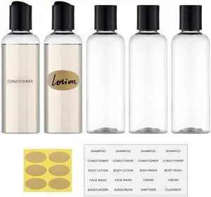 Travel Bottles for Toiletries, 3.4 oz Travel Size Containers, 5pcs, Clear Travel Bottles for Toiletries, 3.4 oz Travel Size Containers, 5pcs, Clear