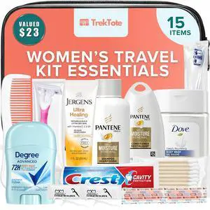 15-Piece Womens Travel Toiletry Kit With Premium Brand-Name Toiletries 15-Piece Womens Travel Toiletry Kit With Premium Brand-Name Toiletries