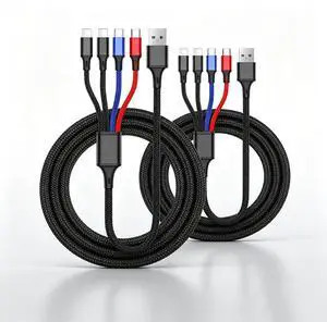 Multi Charging Cable 2Pack 4FT 4 in 1 Nylon Braided USB Fast Charging Cord Adapter Type C Micro Port Compatible Cell Phones Tablets and More Multi Charging Cable 2Pack 4FT 4 in 1 Nylon Braided USB Fast Charging Cord Adapter Type C Micro Port Compatible Cell Phones Tablets and More