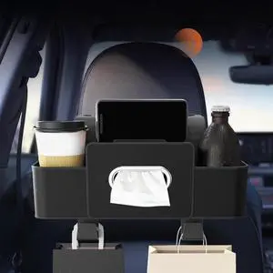 4 in 1 Multifunctional Back Seat Car Organizer, Hanging Storage Box with Cup Holder and Tissue Box for Phone, Drinks, Handbag - Universal for SUV, Truck, Van 4 in 1 Multifunctional Back Seat Car Organizer, Hanging Storage Box with Cup Holder and Tissue Box for Phone, Drinks, Handbag - Universal for SUV, Truck, Van