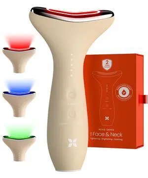 REVO Genie Facial Massager for Face and Neck, LED Beauty Device with Heat and Vibration, Depuffing Sculpting Tool with Red Blue Green Light Modes for Skincare Routine REVO Genie Facial Massager for Face and Neck, LED Beauty Device with Heat and Vibration, Depuffing Sculpting Tool with Red Blue Green Light Modes for Skincare Routine